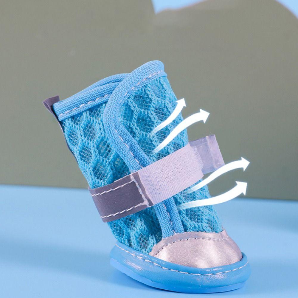 4pcs/set Non-slip Dog Mesh Shoes Breathable Dog Foot Covers Practical Puppy Socks Shoes  Summer