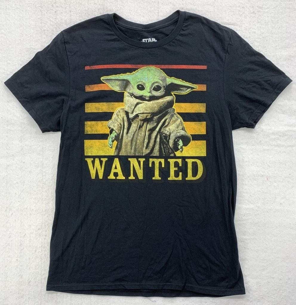 Star Wars 100% Cotton Graphic T-Shirt WANTED Mens Size Medium Black Crew Neck