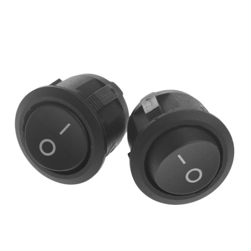 2 Pcs Round Rocker Switch 2 Pin Switch Home Appliances Black SPDT Switch