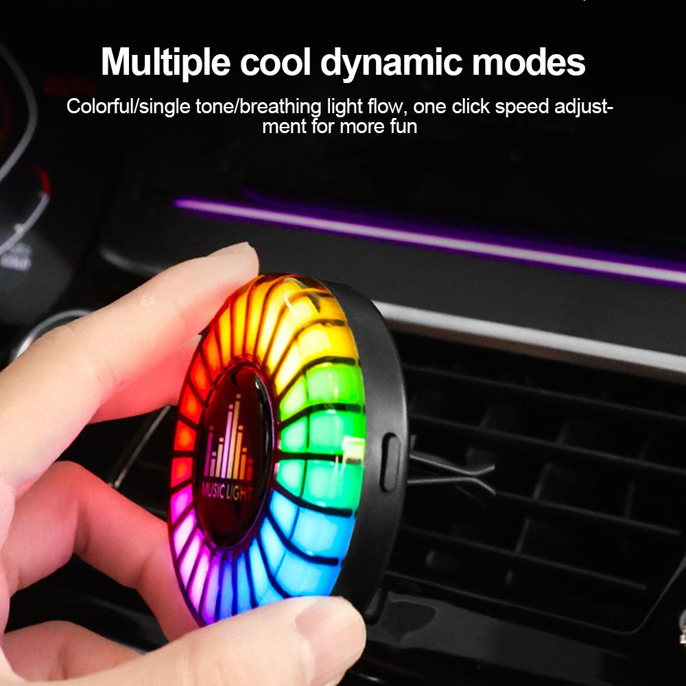 Car LED Sound Control Pickup Rhythm Lights Air Freshener RGB Voice Activated Atmosphere Rhythm Light APP Control Multi-Color