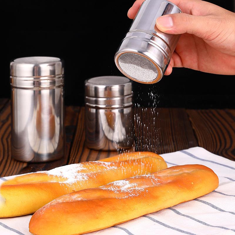 2pcs Stainless Steel Coffee Chocolate Shaker Cocoa Coffee Powdered Sugar Flour Sieve Shaker