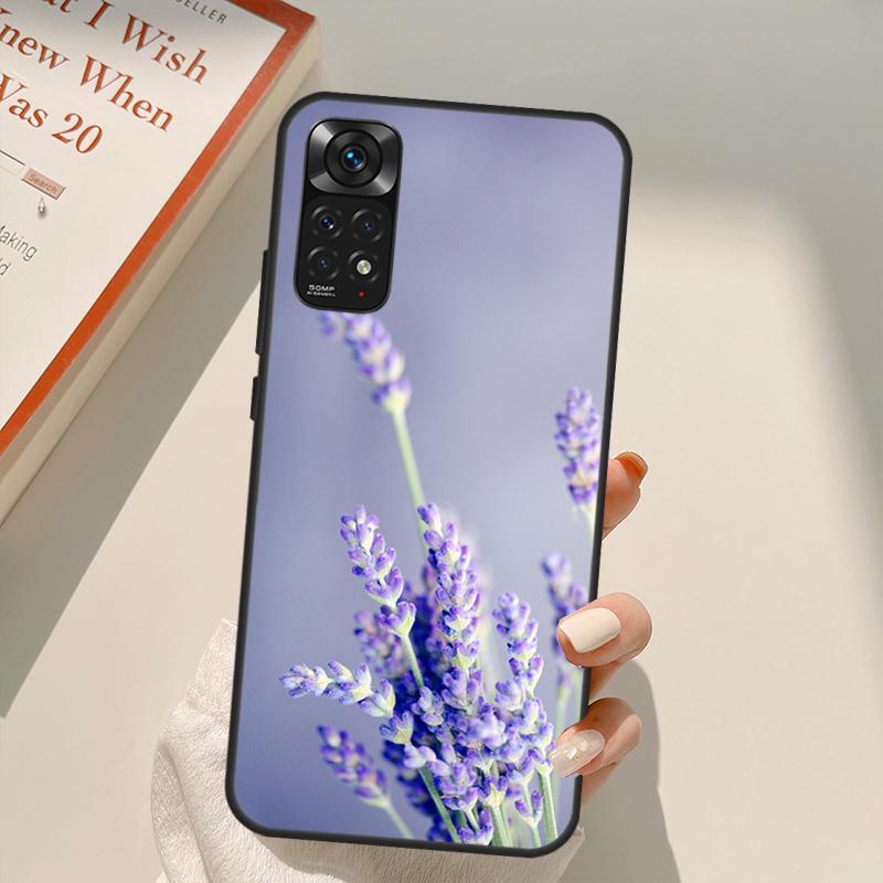 Чехол с цветком лавандового цвета для Xiaomi Redmi Note 11 10 9 8 Pro Note 11S 10S 9S 8T K50 K40 9A 9C 10A 10C