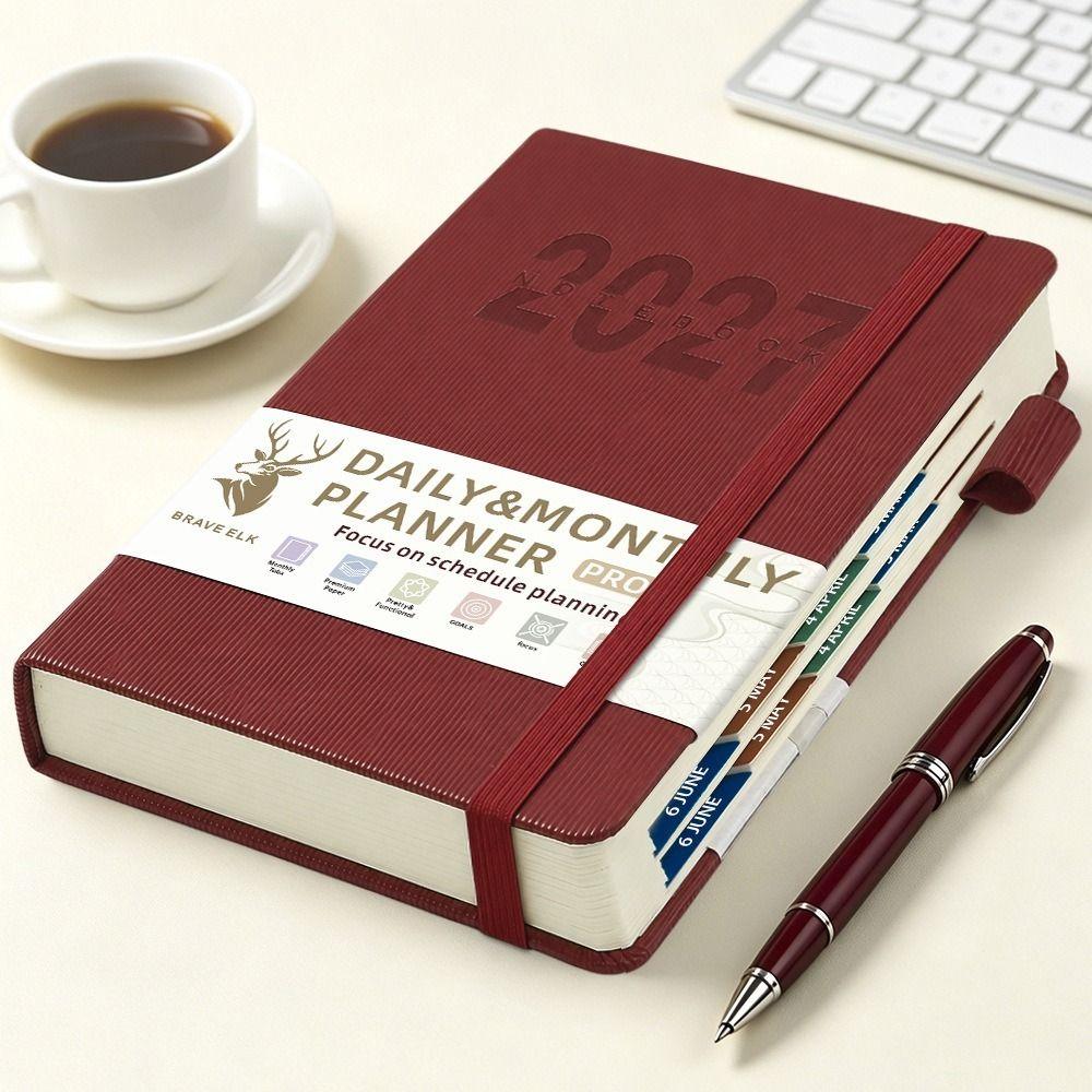 Multi-Color Time Management Journal Thick Paper 2027 Calendar Log Time Management