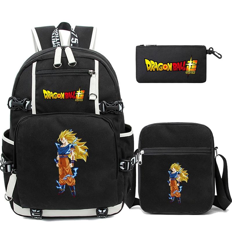 3Pcs/set Anime Dragon Ball Laptop Backpack Unisex Bagpack with Lunch Handbag for Girl Boy Teenager Schoolbag Men Women Leisure Bag Rucksack Mochila