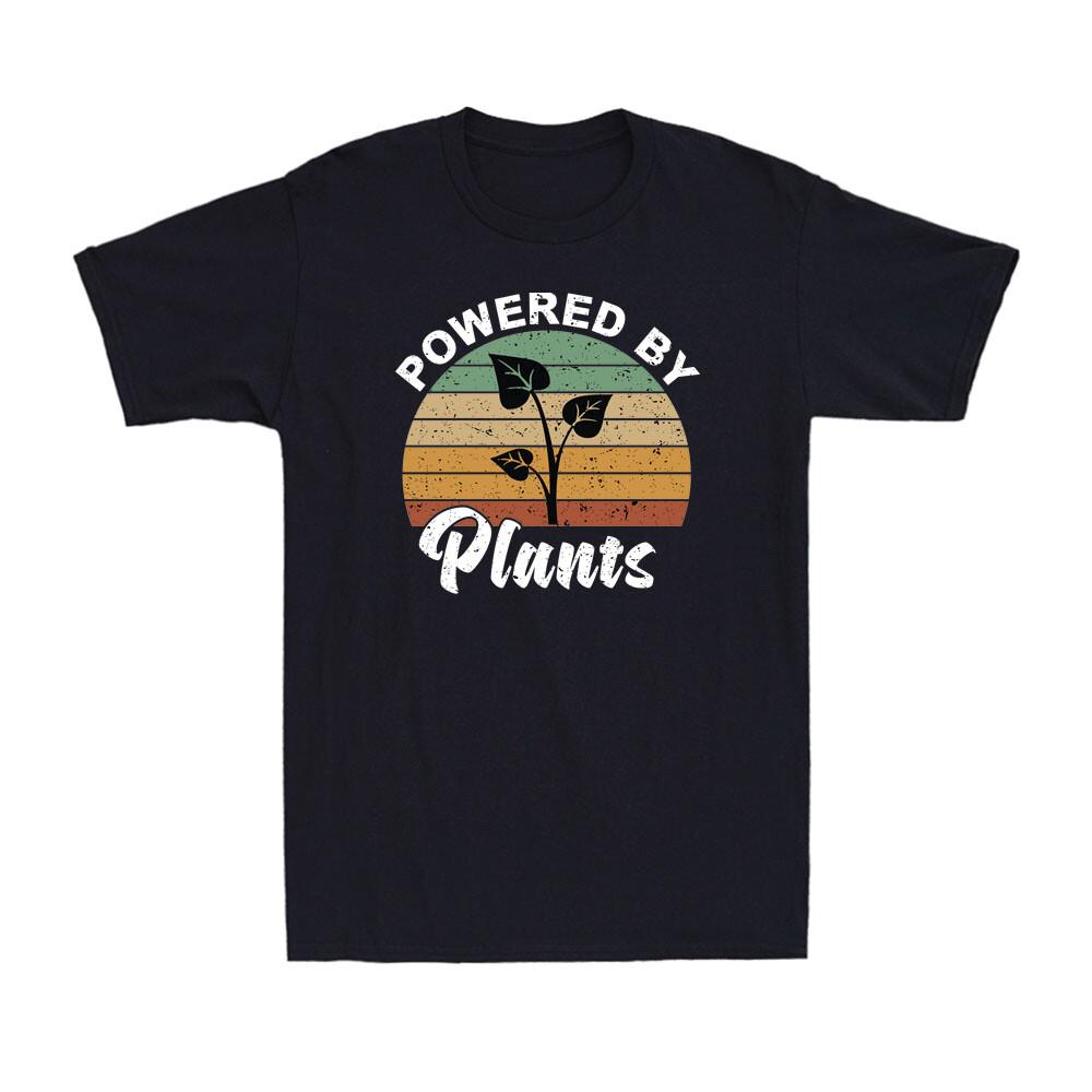 Powered By Plants Shirt Vegan Vegetarian Plant Lover Farmer Retro Men's T-Shirt