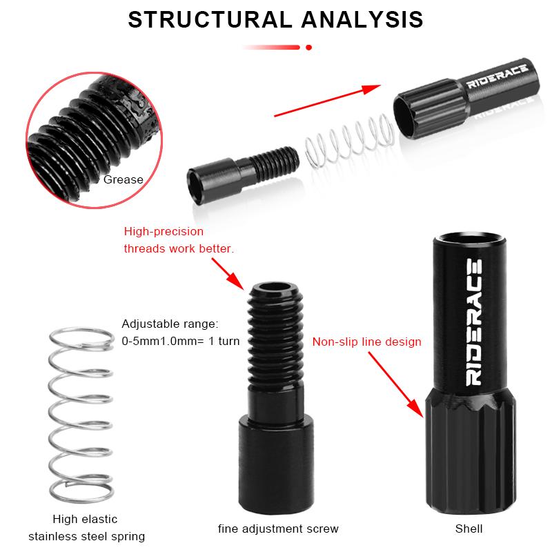 2Pcs Bicycle Inline Cable Adjuster Adapter Adjustment Screw Bolt Bike Derailleur Shift Brake Cable For 4/5mm Shifting Cable Cap