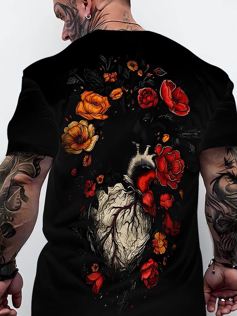 Men's 3D Skull Printed T-shirt Fashion Hip Hop Street Short Sleeve Top Short Sleeve Summer Casual Comfortable Round Neck T-shirt