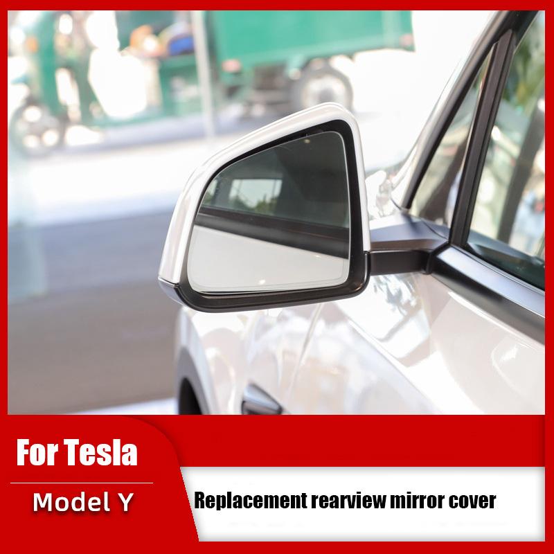 Rearview Mirror Cover for Tesla Model Y 2021-2024 Real Carbon Fiber Side Mirror Shells Add on Frame Replacement Case Protector
