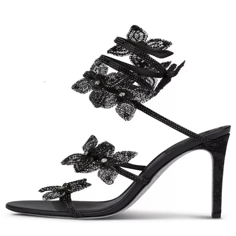 Aneikeh Летние сексуальные женские босоножки на тонком каблуке с кристаллами и узким ремешком на щиколотке в уличном стиле с открытым носком и ремешком на щиколотке для банкета и выпускного вечера