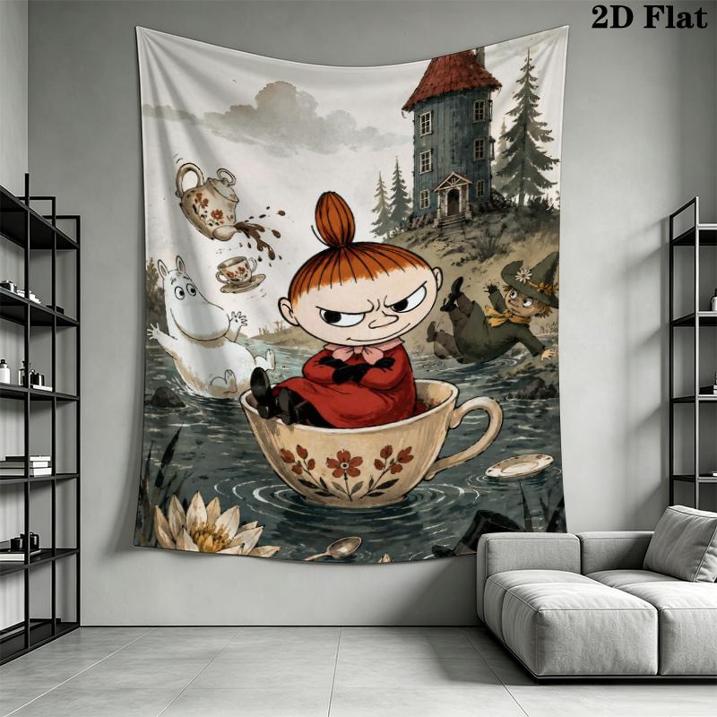 Comet in Moominland Wall Tapestry Aesthetic Wall Hanging Printed Fabric Blanket Decorative Tapestries for Bedroom Living Room Home Decor