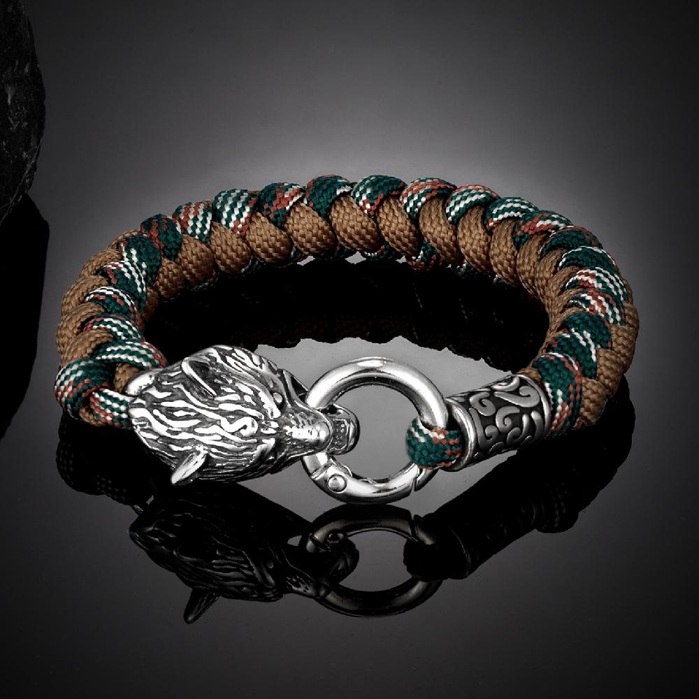 Ретро-скандинавские браслеты для выживания в стиле волка Одина, мужские браслеты для выживания в стиле викингов Geri&Freki из нержавеющей стали, паракордовые веревочные браслеты ручной работы, украшения для активного отдыха