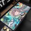 Игровой коврик для мышиБольшой коврик для стола Противоскользящая резиновая основа Прошитые края Зимний снег Аниме-девушка Печать для игр Офисного стола