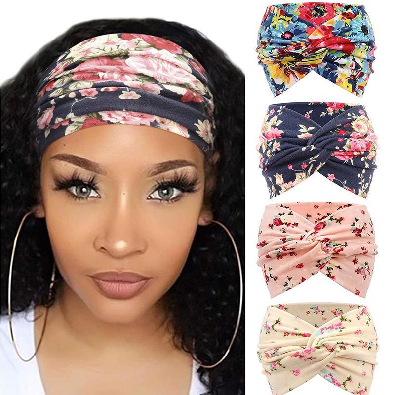 Bohemian Floral Cross Headband for Sports, Running, and Makeup