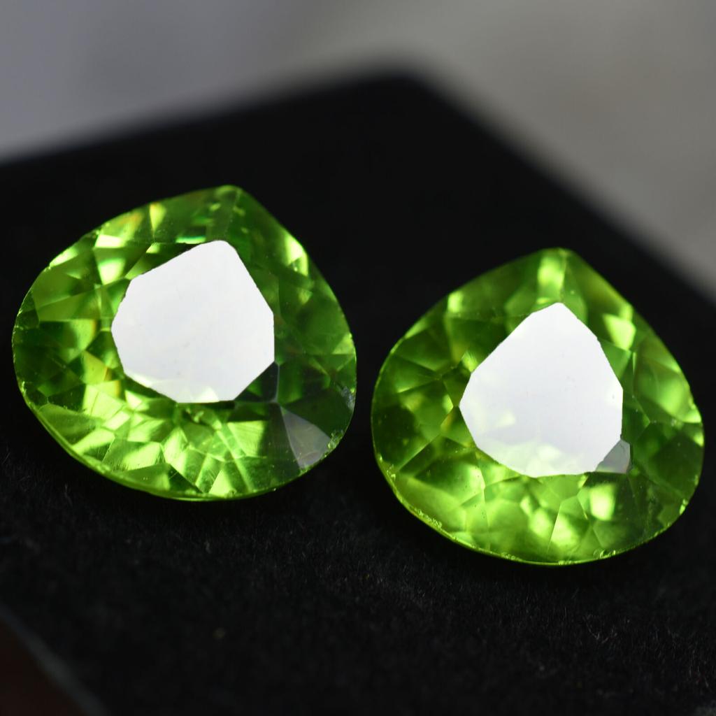 16.20 Ct Natural PERIDOT Faceted Amazing Gemstone Green PEAR Cut Pair