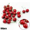 Set of 100 Realistic Plastic Cherries for Home Decor and Party Displays