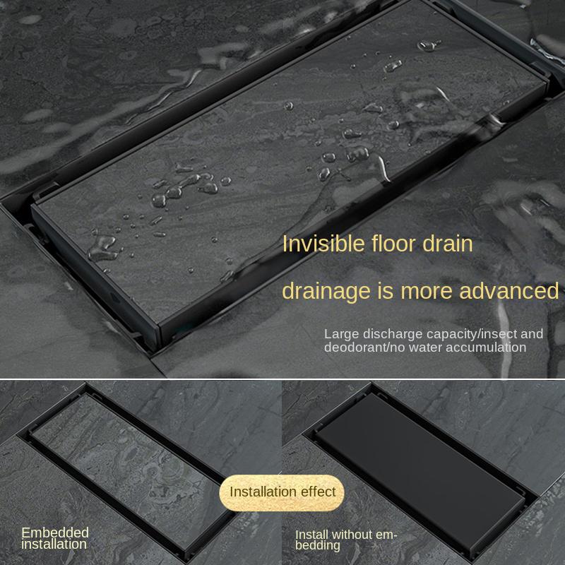 BAKALA Invisible Bathroom Floor Drain 20-120CM Square Waste Filter Drainage Anti-odor Shower Drain Strainer Kitchen Accessories