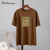 Shellsuning Oversize 100% хлопок Эстетический художественный узор Футболки с принтом Новые летние повседневные ретро футболки с короткими рукавами Базовые шикарные футболки Женские эстетические топы