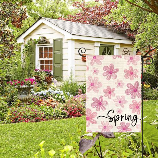 Spring Summer Floral Garden Flag 12x18 Inch Vertical Double Sided Colorful Flowers Welcome Yard Decor Farmhouse Outdoor Burlap Flag