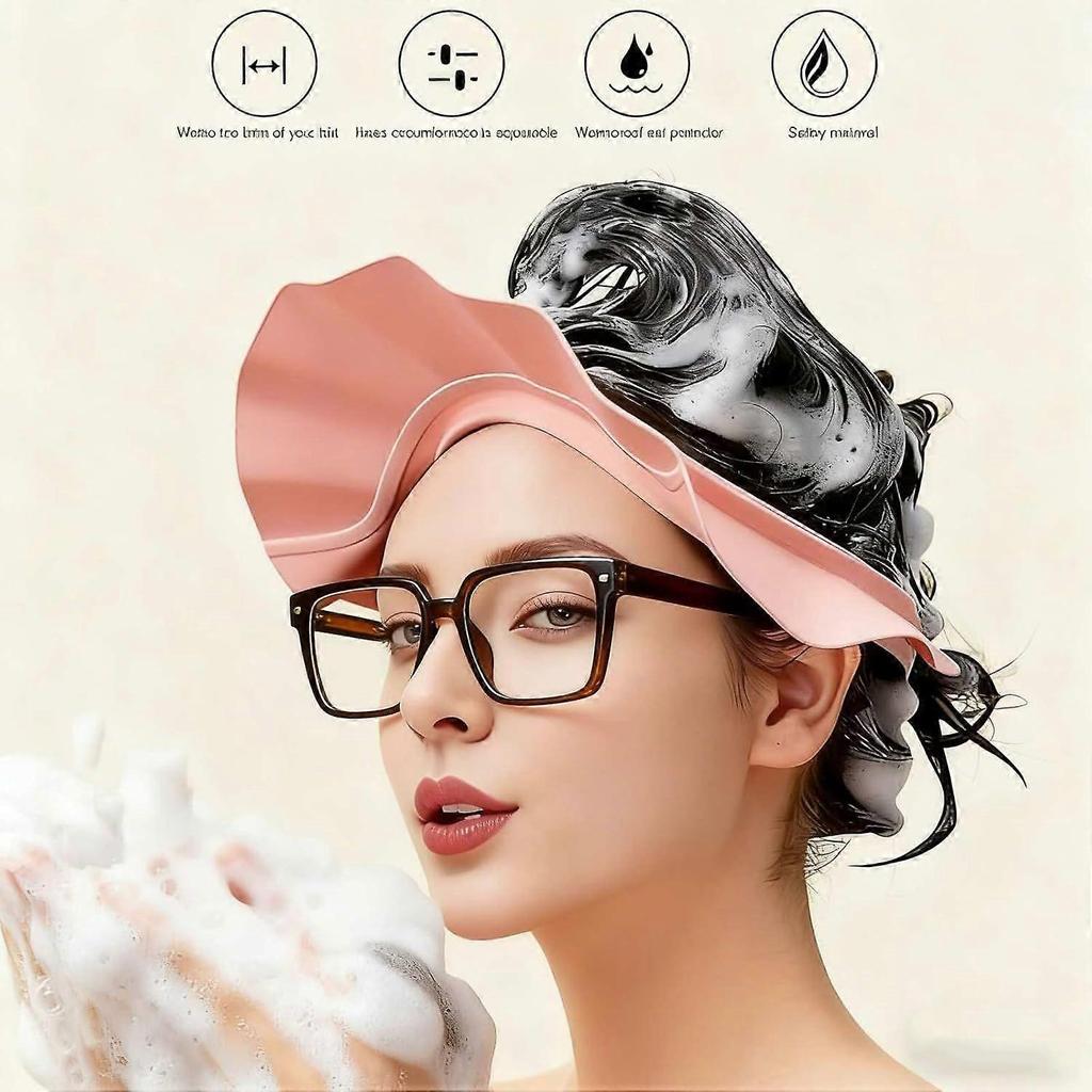 Shampoo Cap Shield Adjustable Waterproof Soft BPA Free Shower Cap Head Ear Eye Stretchable Hair Washing Shield for Hair Washing, Soft Eye & Ear Prote