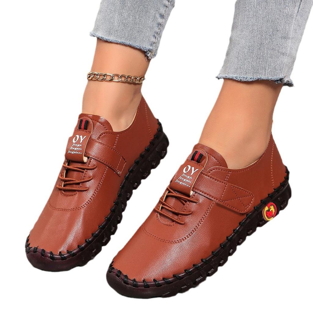 Fashion Spring and Summer 2024 Newsoft-soled Roman Breathable Retro Stitching Muffin Bottom Plus Size WOMEN'S Shoes Single