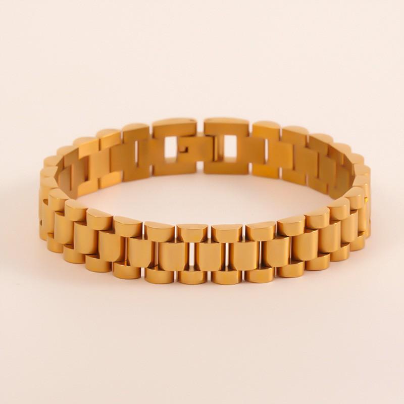 Titanium Steel Bracelet Men Women Geometric Minimalist Hip Hop Style Gold Plated Stainless Wristband Jewelry