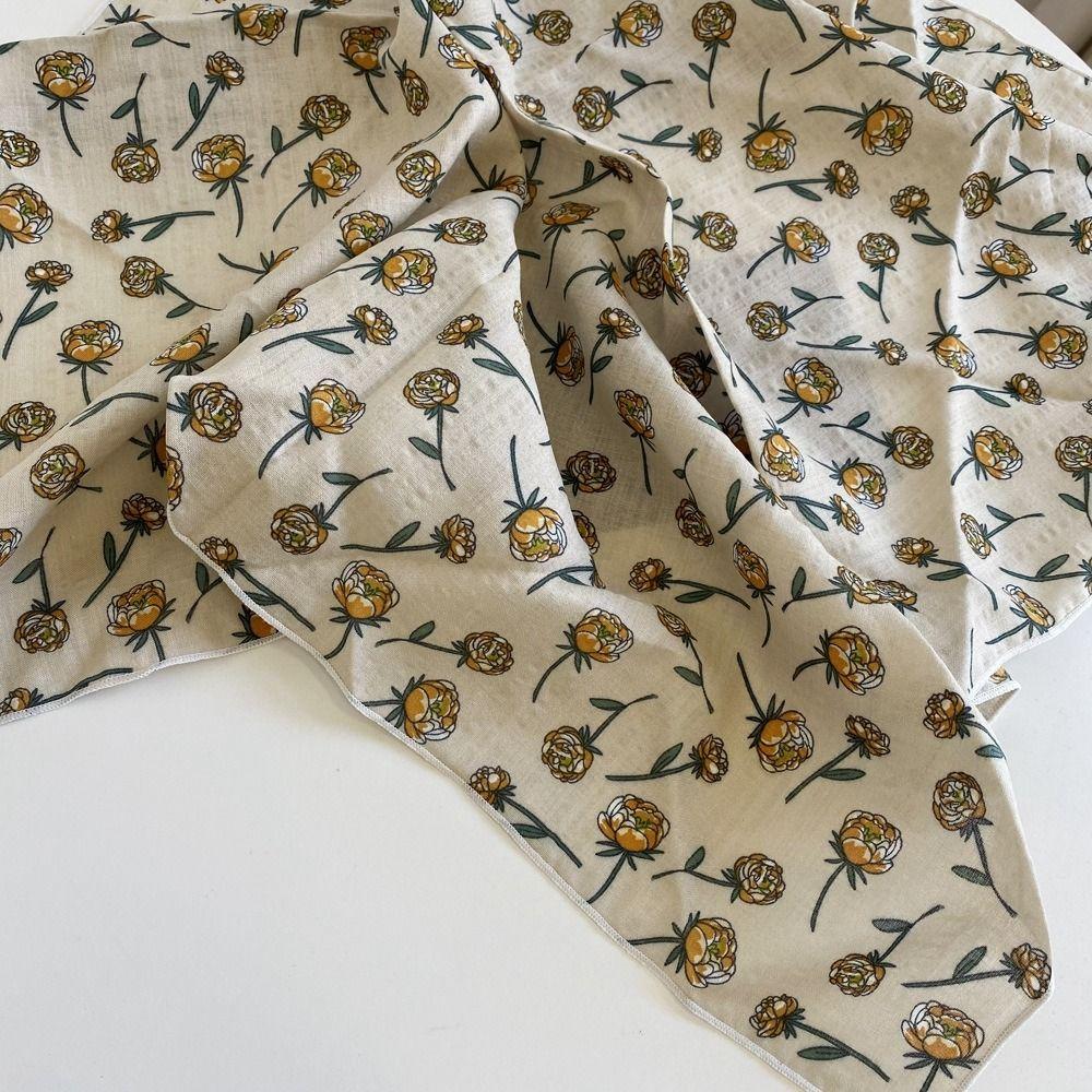 Wraps Female Shawl Cotton Linen Small Square Scarf Printed Scarf Korean Style Scarves Silk Scarf