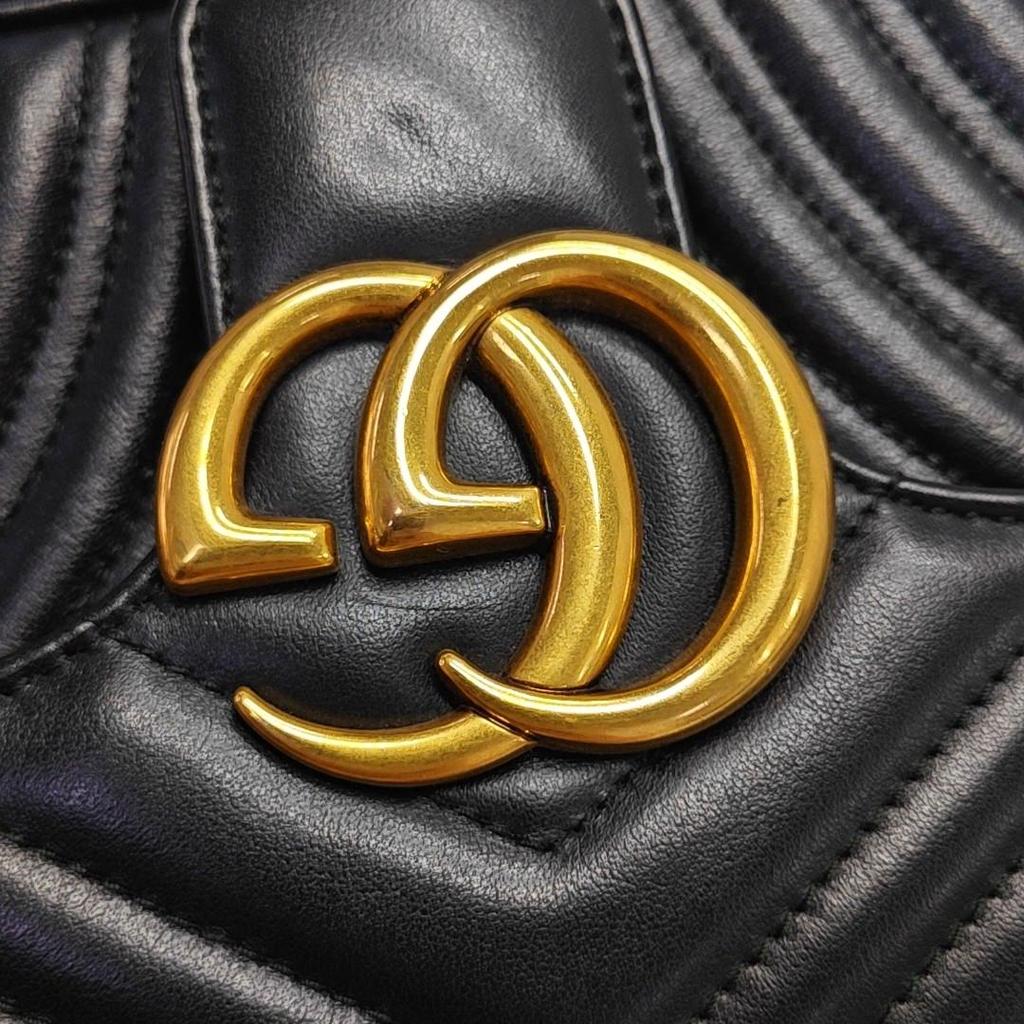 [Pre-Owned] Gucci GG Marmont Small Matelassé Shoulder Bag 'Black' - Very Good #10ZWCHP