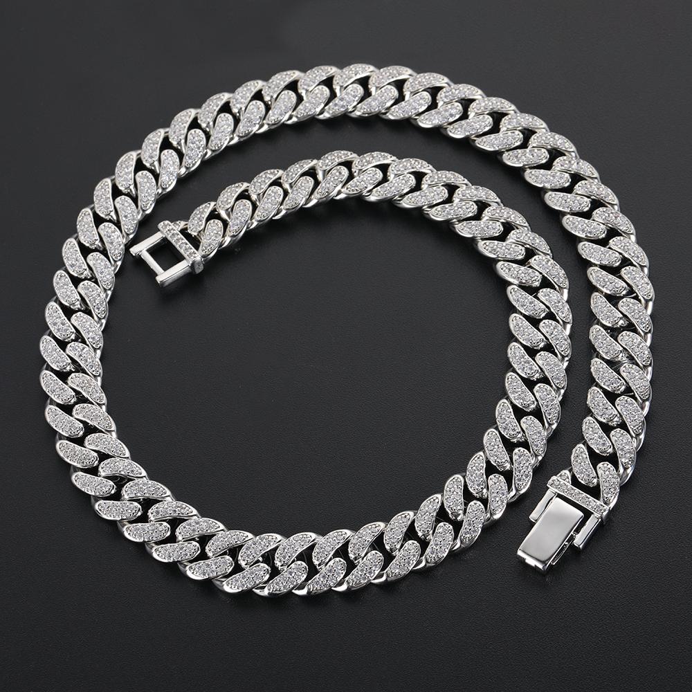 NUOYA Hip Hop Jewelry Personalized Cuban Link Chain Bracelet Silver Plated Iced Out Diamond Chain for Men and Women