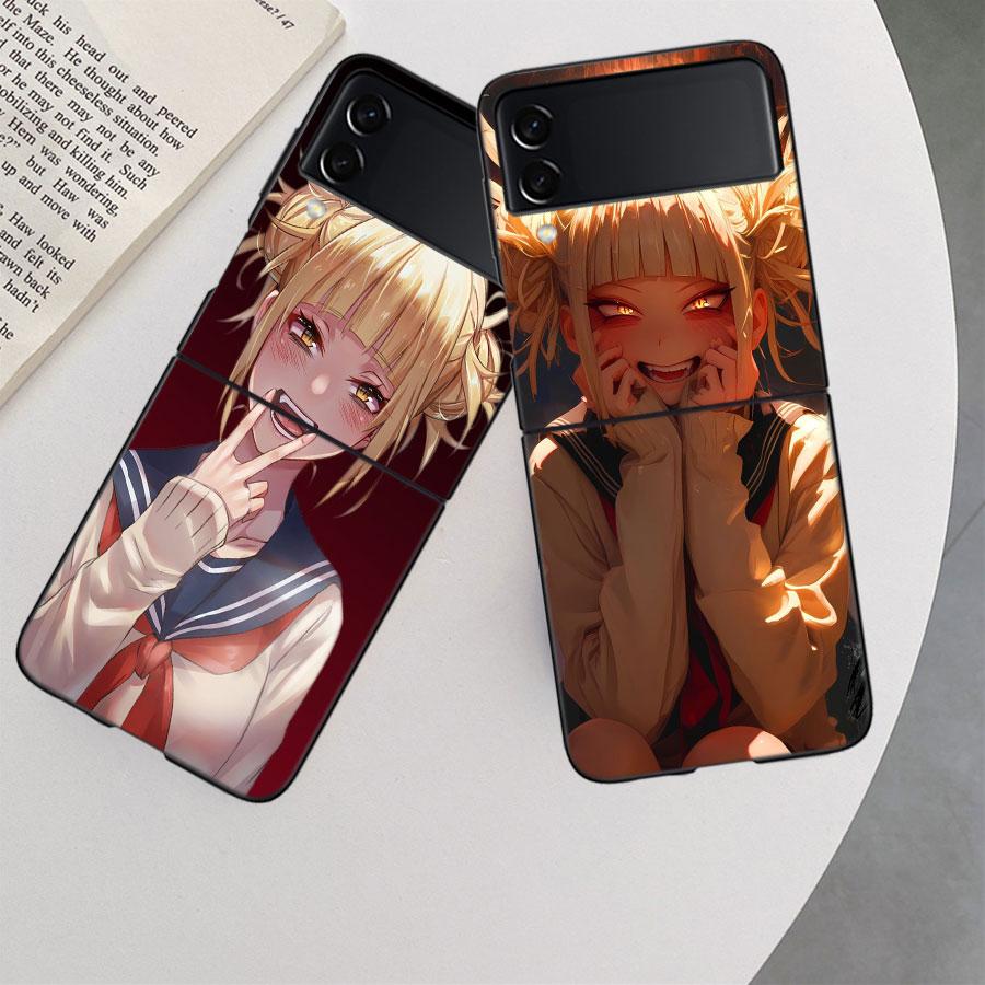 Чехол для телефона аниме Химико Тога для Samsung Z Flip 7 6 5G Galaxy Z Flip 5 4 3 Черный Жесткий Чехол-Крышка Роскошный ПК Корпус Coque
