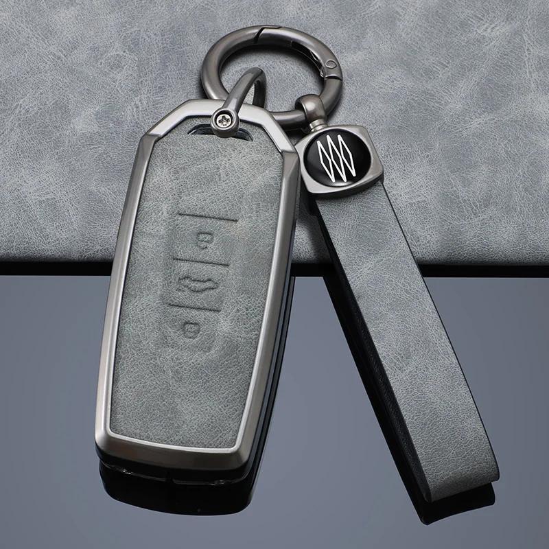 Styling Mouldings Leather Car Key Cover Case for VW Volkswagen Touareg 2018 2019 2020 2021 3 Buttons Keyless Entry Remote Protec