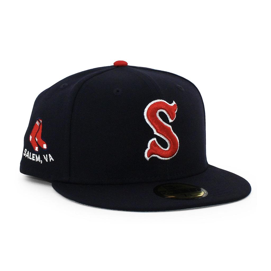 New Era Cap 59FIFTY Salem Red Sox MiLB ON-FIELD AUTHENTIC GAME FITTED CAP Navy SALEM RED SOX MINOR LEAGUE Minor League Hat 5950 Sz 7-58 [Used]