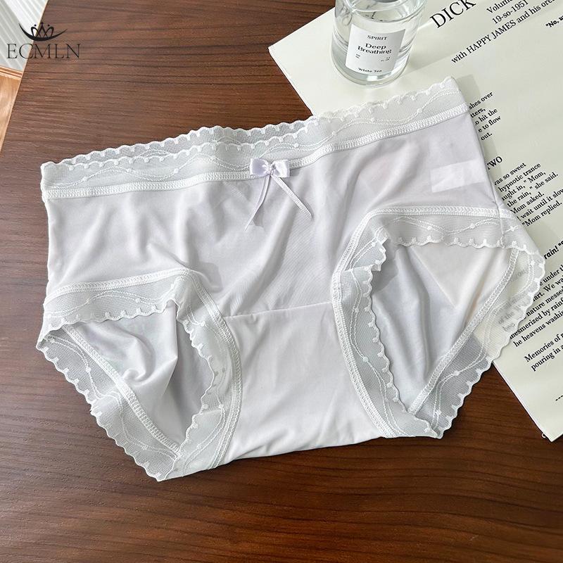 Summer Ice Silk Underwear Panties for Women Mid-waist Bowknot Breathable Ultra-thin Sexy Briefs Underpants Knickers