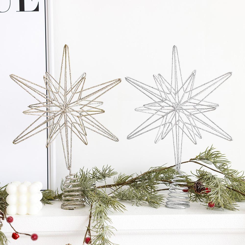 Glowing Christmas Tree Toppers Star Glitter Christmas Ornaments  New Year