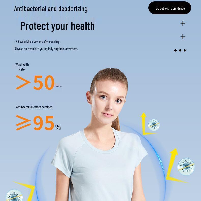 Быстросохнущая антибактериальная футболка с коротким рукавом для бега на открытом воздухе, йоги, фитнеса и повседневной носки