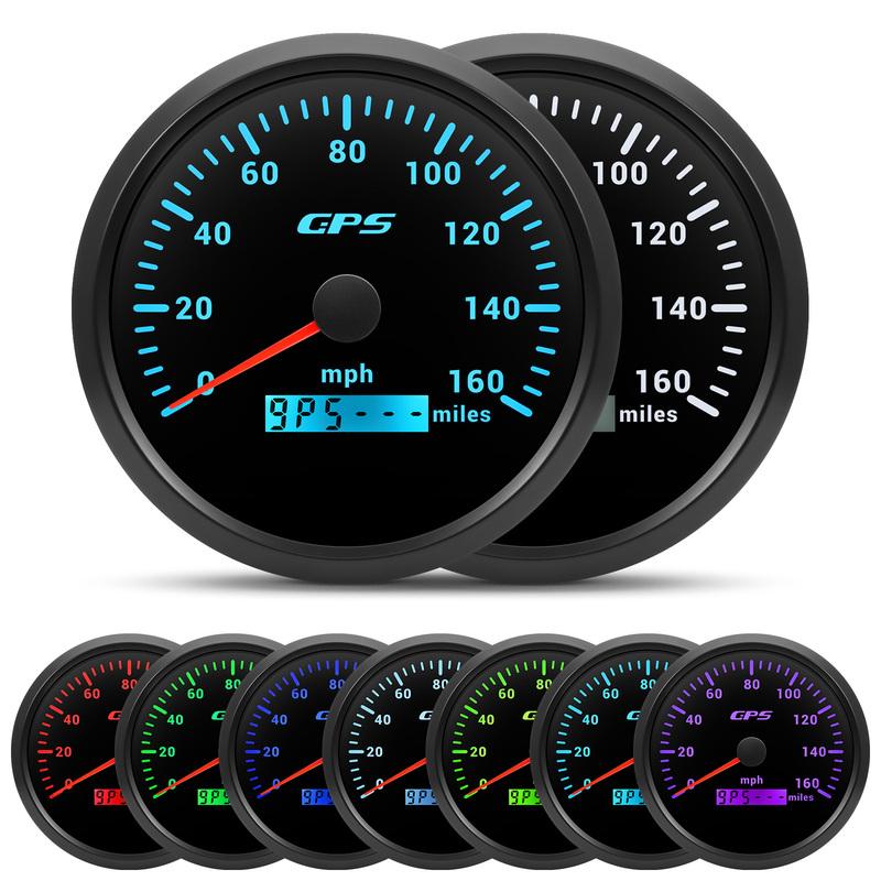 110MM GPS Speedometer 60/120/200kmh 80MPH For Motorcycle Boat Car Truck Speed Gauge Meter 7 Colors Backlight With GPS Antenna