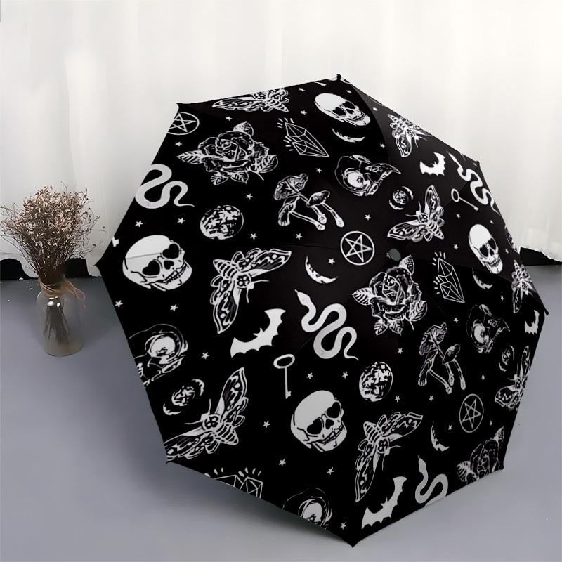 1pc Gothic Symbols Circular Pattern Umbrella with Plastic Handle,Suitable for All Seasons Home Travel Outdoor UmbrellaDD1454