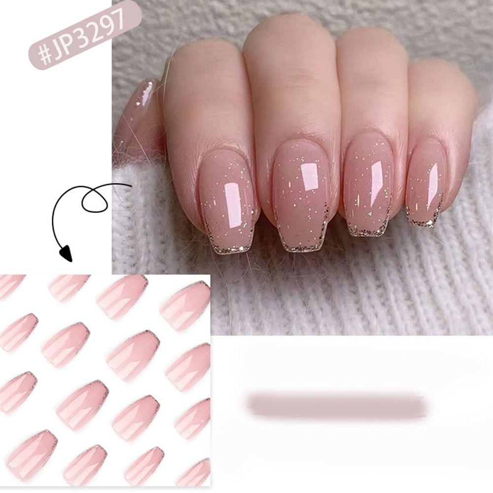 Чистый цвет накладные ногти длинные балерины ногти мода пресс на ногти женщины девушки