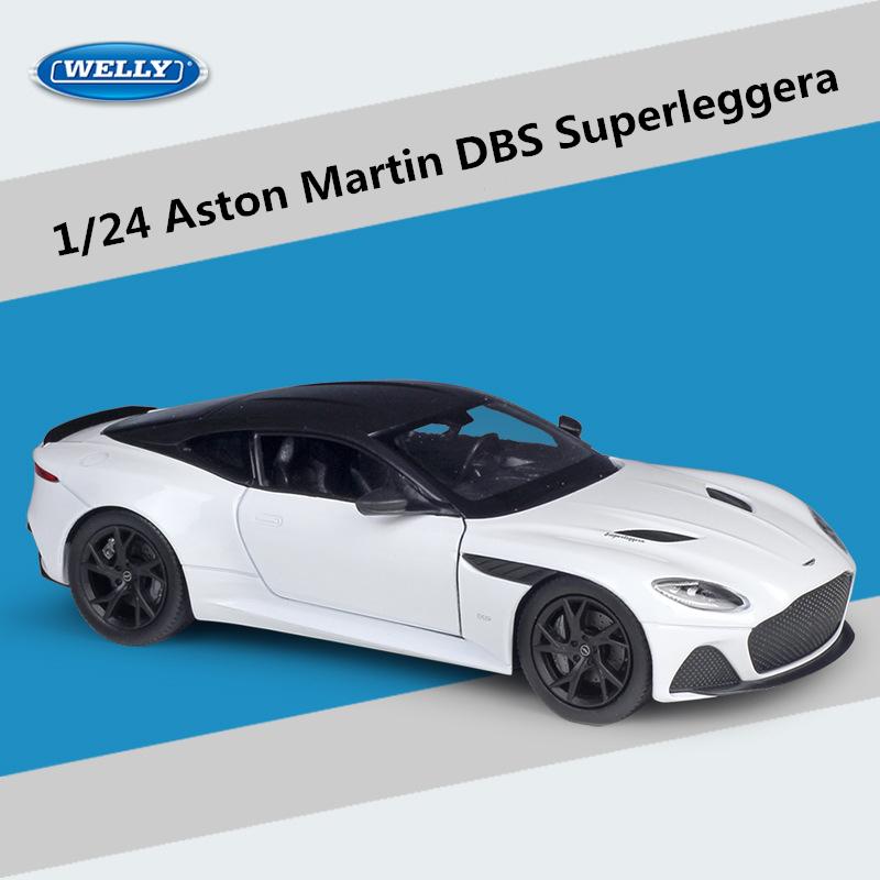 WELLY 1/24 Aston Martin DBS Superlaggera High Quality Alloy Sport Car Model Diecast Metal Track Racing Vehicle Children Toy Gift