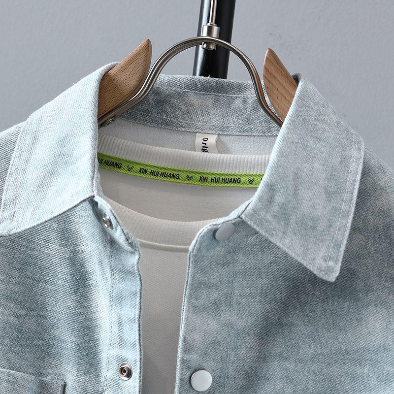 Мужская джинсовая куртка с градиентом - Стильный весенне-осенний колледж-стайл