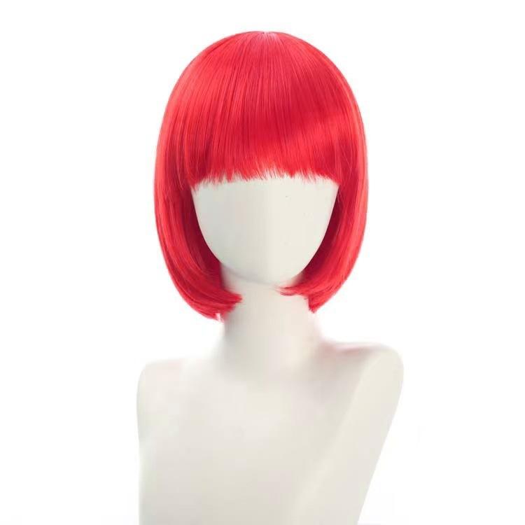 Halloween cosplay dress up wig high temperature silk bangs solid color Bobo head full headgear