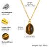 Tiger Eye Natural Stone Necklace for Women Stainless Steel Gold Plated Geometric Stone Pendant Necklace  Aesthetic Jewelry Gift