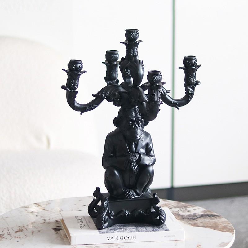 Mid ancient style, five headed gorilla, candle stand, animal ornaments, art decorations, and ornaments