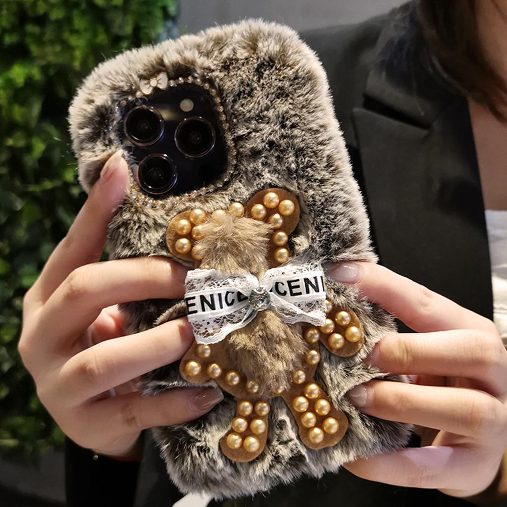 Чехол для телефона с изображением милого плюшевого медведя из мультфильма для iPhone 15 14 13 12 11 Pro Max, универсальный, устойчивый к падениям, креативный чехол для телефона с подогревом для рук