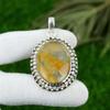 Anniversary Gift For Her Natural Golden Rutile Gemstone Pendant 925 Silver