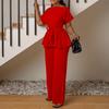 D3206 Women's Summer Fashion: Solid Color Strap Top & High Waist Wide Leg Pants Suit