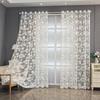 White Jacquard Lace Curtains with & Semi-Sheer Privacy - Floral Leaf Design Window Drapes for Living Room, Bedroom, Dining Room - Easy Care Fabric