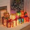 3 Pcs/Set Christmas Lighted Gift Boxes LED Light Up Stackable Nesting Box with Bow for Christmas Indoor Outdoor Home Yard Lawn Decor