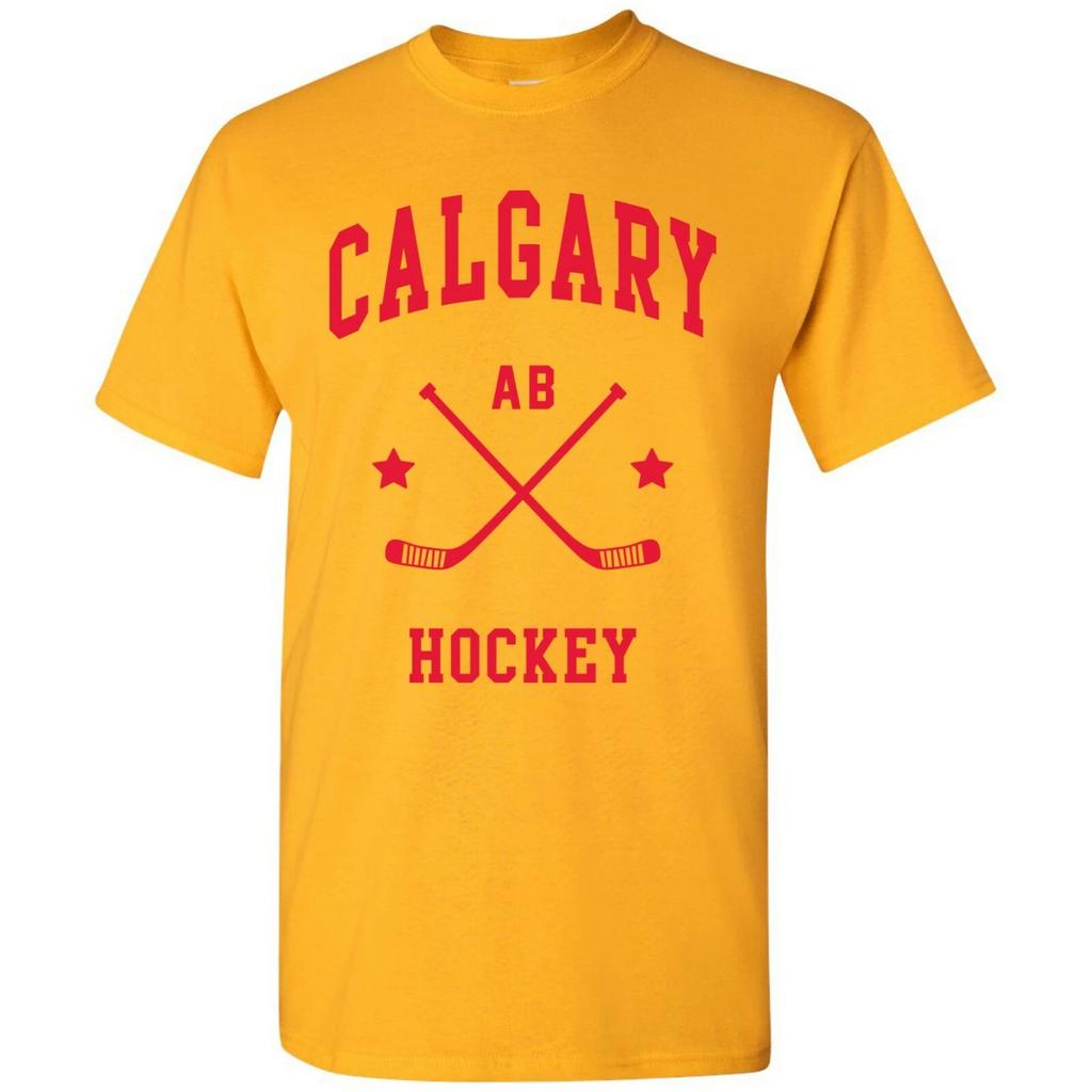 Calgary Classic Hockey Arch Basic Cotton T-Shirt