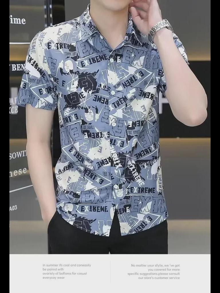 Мужская футболка с лацканами, лето 2024, мода, короткий рукав, свободный крой