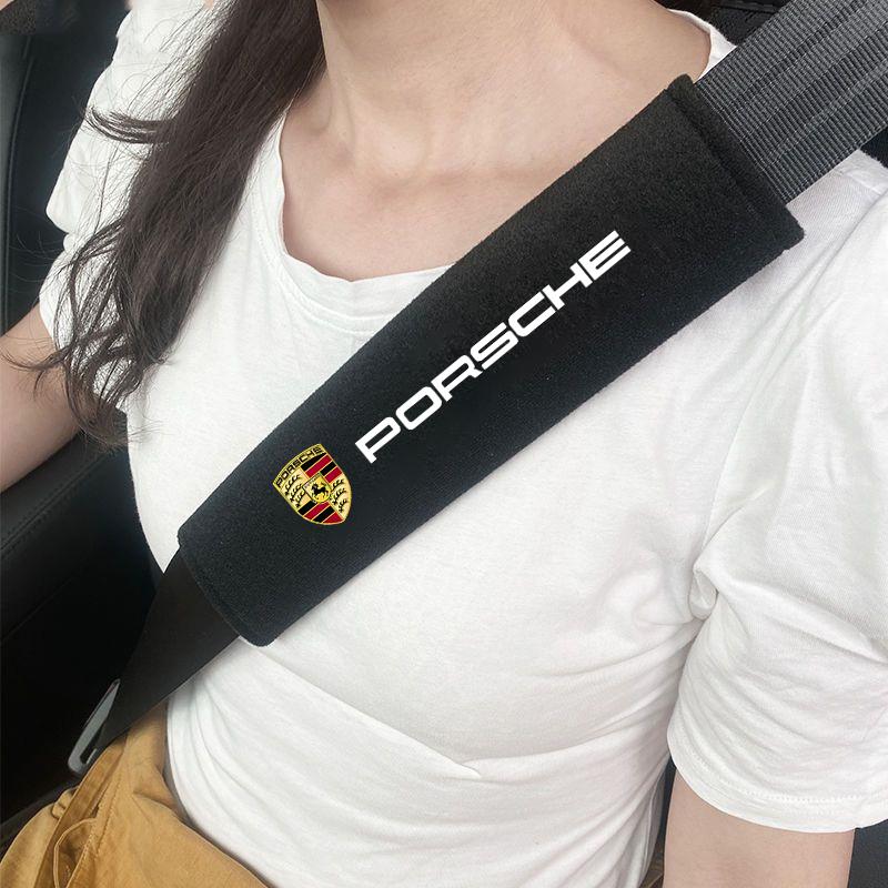 2Pcs Car Seat Belt Protector Cover for Porsche Cayenne Panamera Macan Boxster 911 Carrera-GT 928 944 Auto Interior Accessories MPRSU1